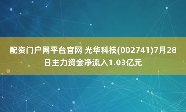 配资门户网平台官网 光华科技(002741)7月28日主力资金净流入1.03亿元